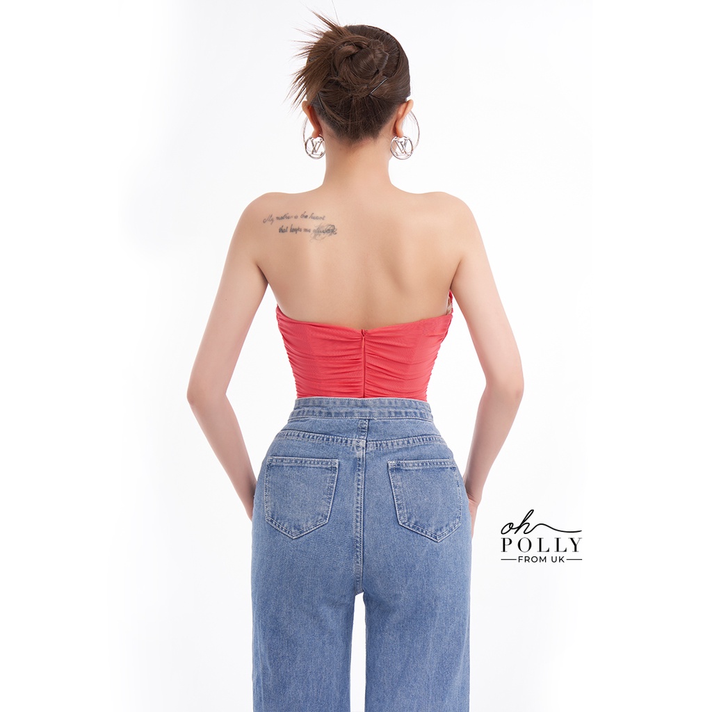 Oh Polly - Bodysuit vải lưới 2 lớp cúp ngực corset sexy