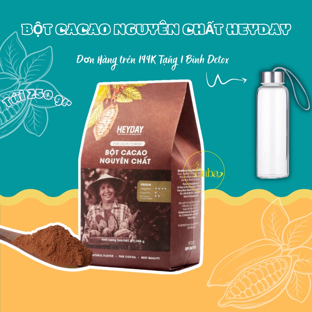 Bột cacao Heyday nguyên chất không đường, hỗ trợ đẹp dáng, bột cacao giảm cân hiệu quả