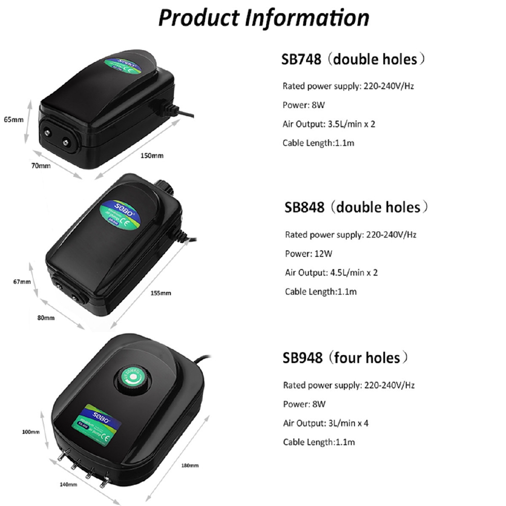 Super silent aquarium air pump Adjust large amount of air 2/4 Holes Aquarium Increase air pump Air compressor accessories