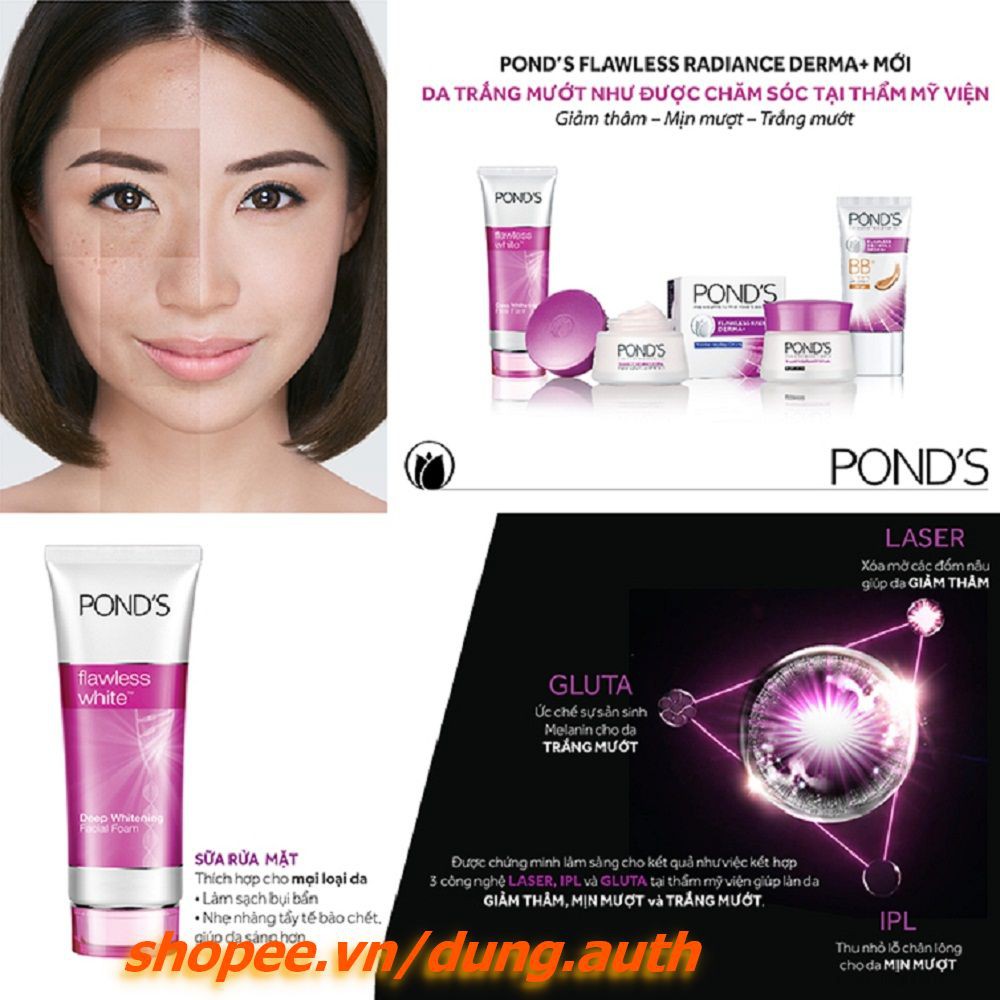 Sữa Rửa Mặt 100ml Dưỡng Trắng Cao Cấp Ponds Flawless White