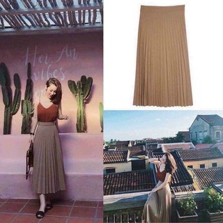 Chân váy chân váy xếp ly dáng dài, kèm túi giấy