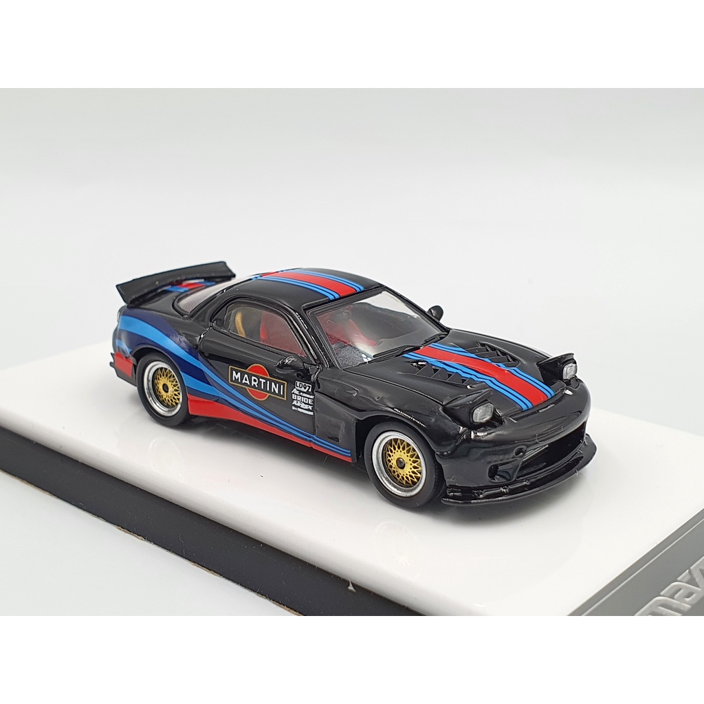 Xe Mô Hình Mazda RX-7 Tỉ lệ 1:64 Hãng sản xuất Time Micro ( Martini Đen )