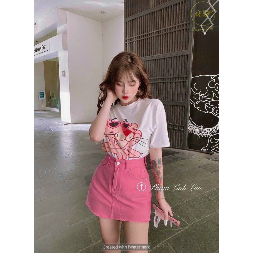 Set Đồ Nữ Chân Váy Kaki Báo Hồng Cao Cấp
