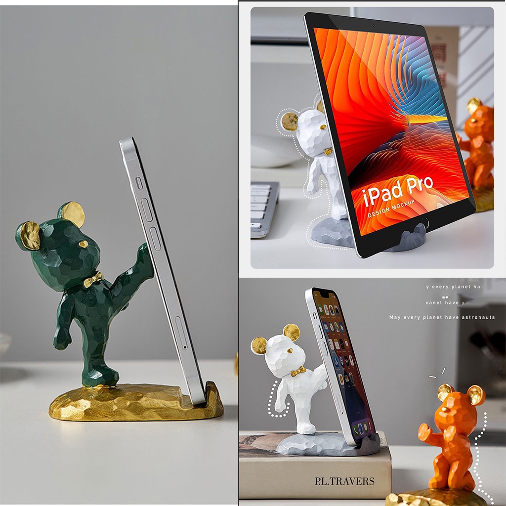 Giá đỡ điện thoại Gấu, giá đỡ điện thoại để bàn Gấu Bạo Lực dễ thương quà trang trí góc làm việc thêm sáng tạo
