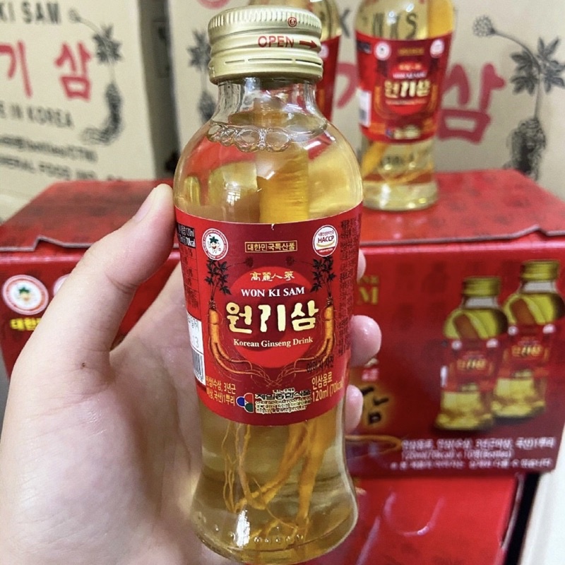 Nước nhân sâm Hàn Quốc có củ Won Ki Sam (Hộp 10 chai)