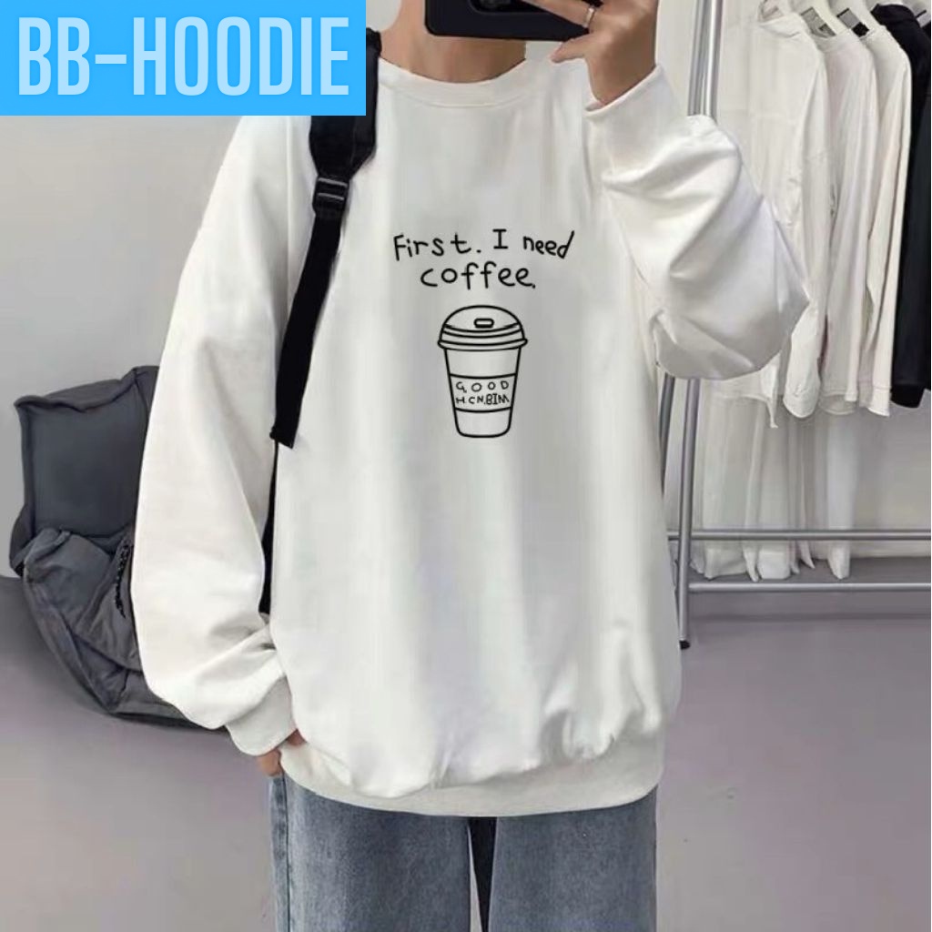 Áo sweater nỉ unisex form rộng Coffee nam nữ phong cách ulzzang Wind