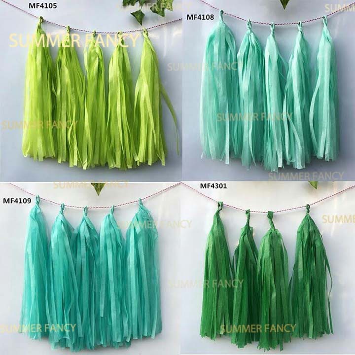 vòng hoa giấy màu, dây tua tua rua ruy băng trang trí tiệc sinh nhật cưới, happy birthday wedding - Paper Tassels