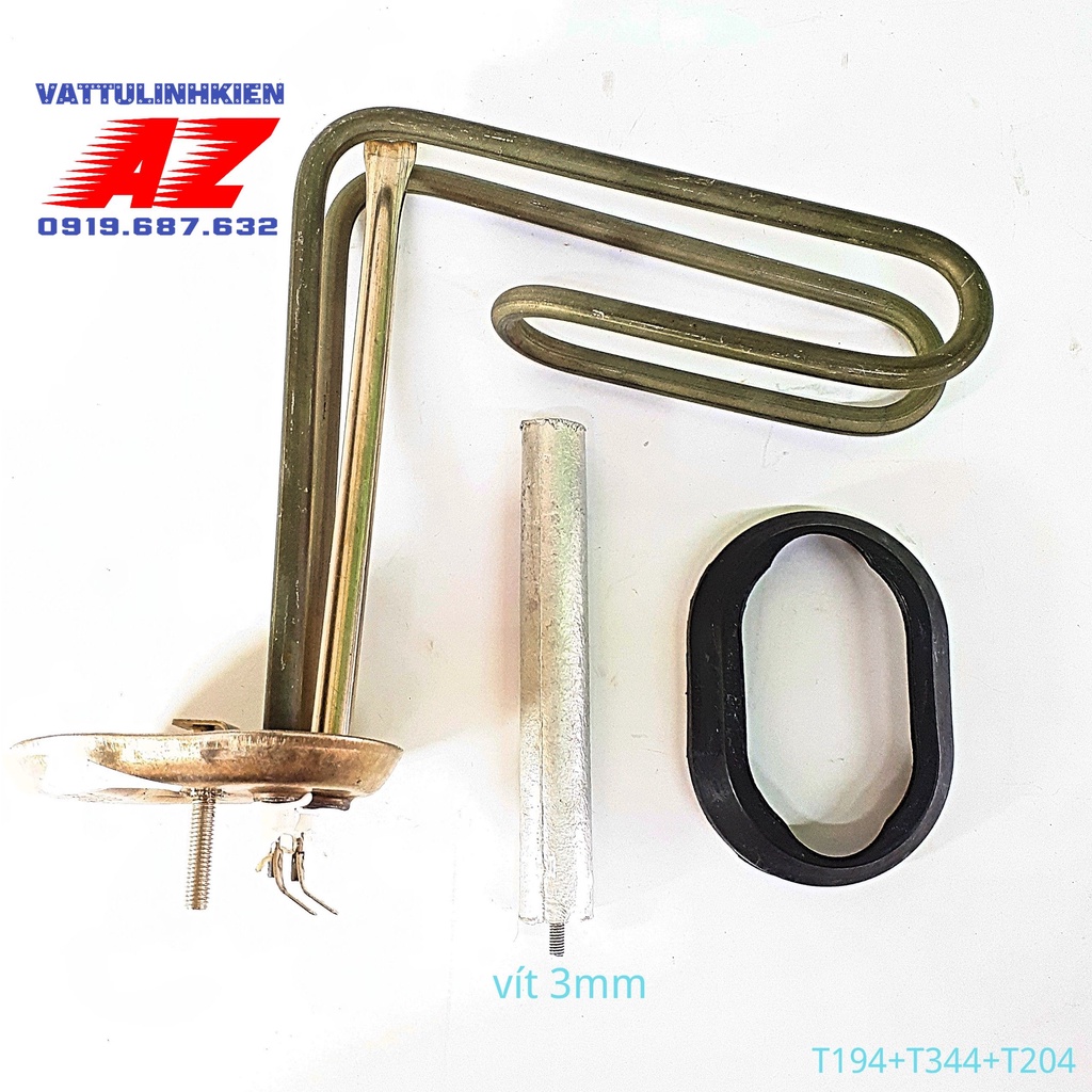 Bộ Linh kiện ruột đốt Bình nóng lạnh ARISTON 30L đời mới bát lõm 6,5cm x 19cm+17cm + Zoăng + Thanh magie 3mm (194+344+20