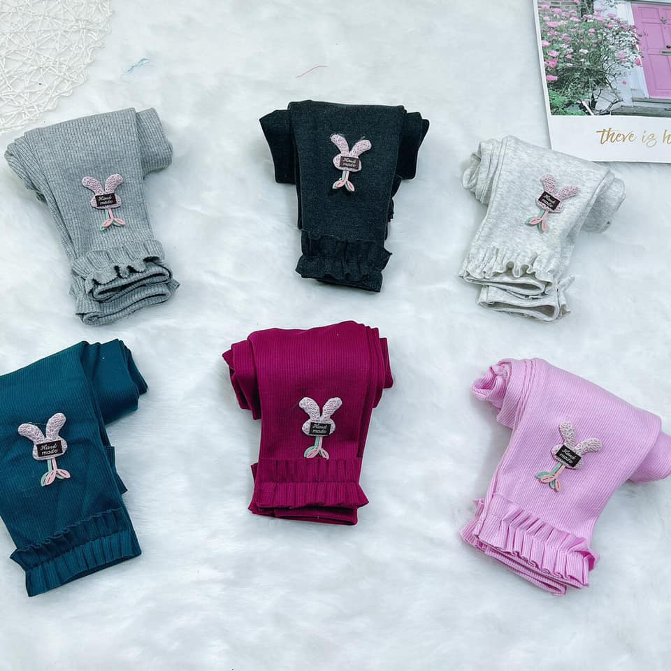 Quần Legging Bé Gái Vải Cotton Len Đính Nơ Hình Ngẫu Nhiên - Quần Legging Cho bé 8-18kg BabyGao