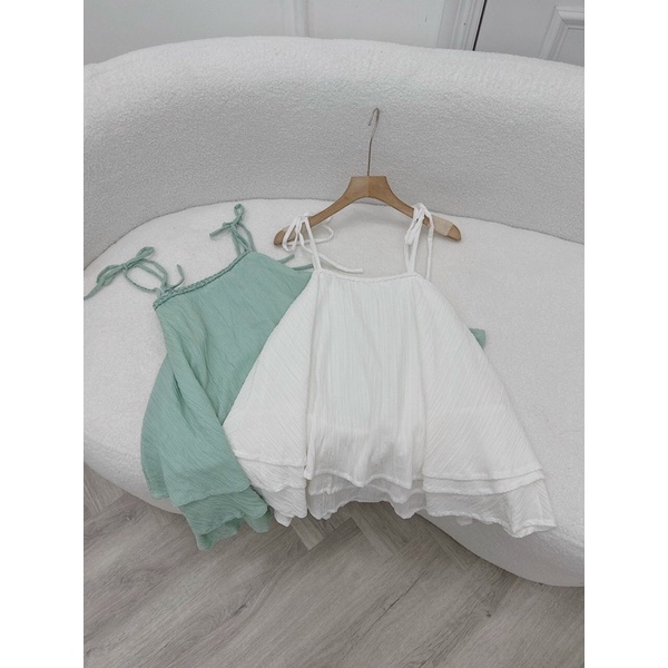 Đầm xoè babydoll 2 dây thắt nơ cao cấp
