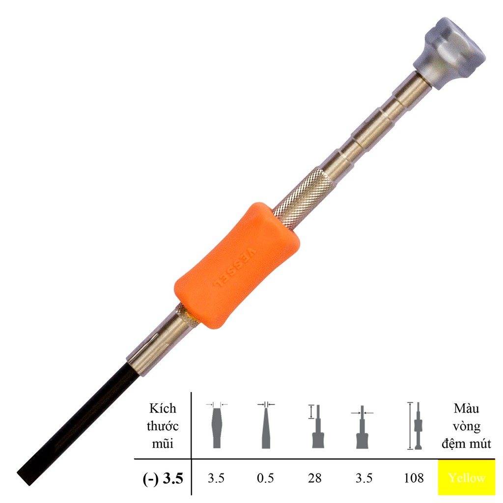 Bộ 06 cái tô vít mũi 2 cạnh siêu nhỏ No.TD-55 Vessel