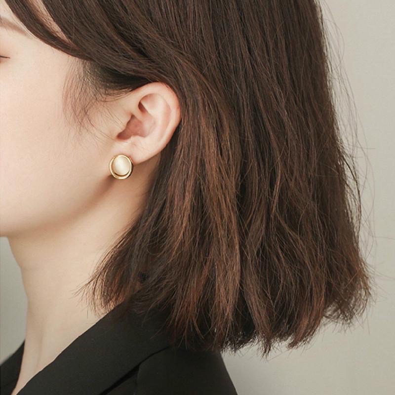 Bông tai Khuyên tai nữ nụ tròn ánh xanh mắt mèo độc đáo