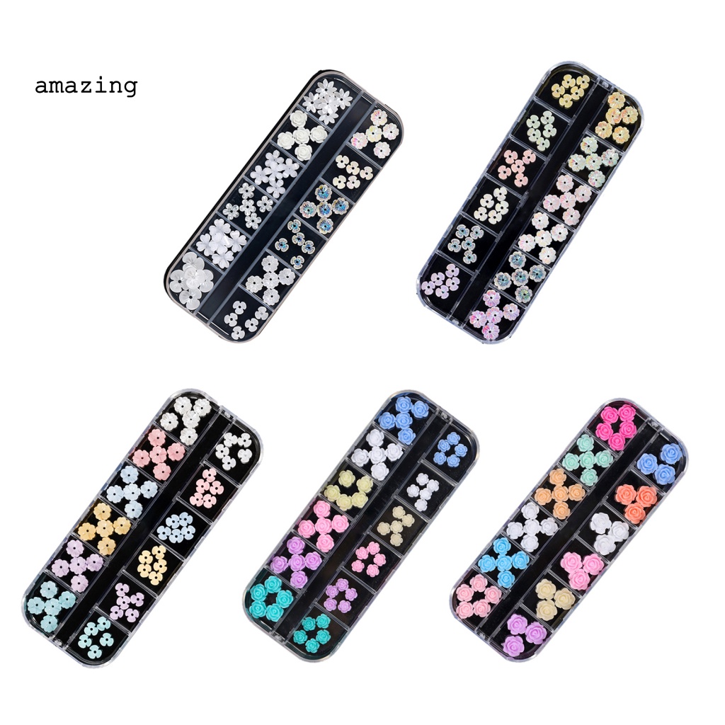 Phụ Kiện Trang Trí Móng Tay Hình Bông Hoa Mini Màu Trắng Xinh Xắn DIY