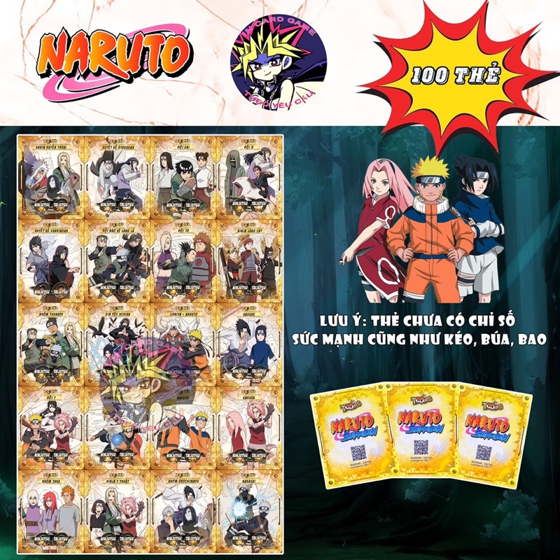 Bộ Thẻ Bài Toonies Naruto Shippuden 100 Thẻ .