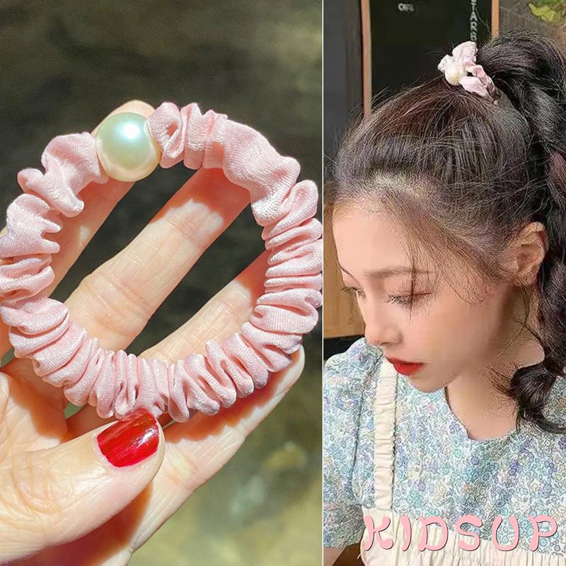 Dây buộc tóc đính ngọc trai màu sắc phong cách thời trang cho nữ