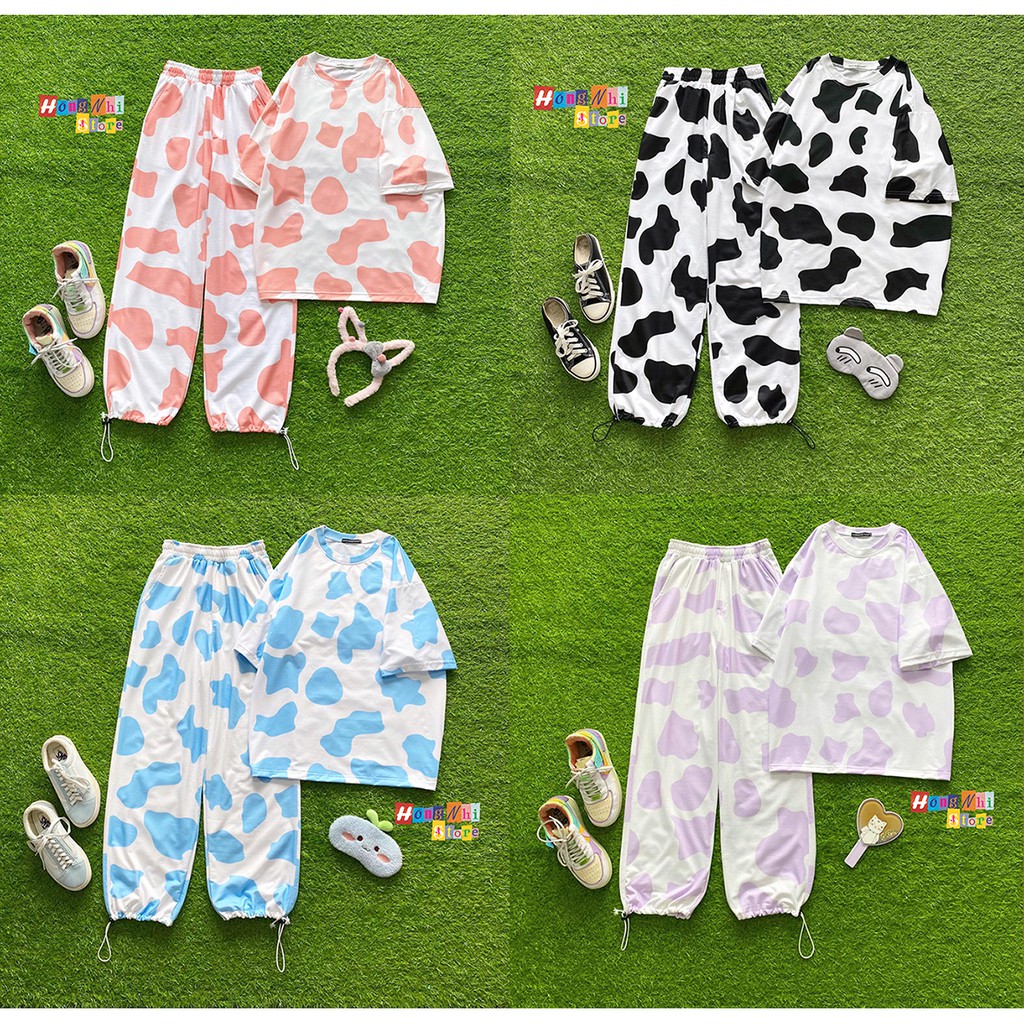 Set Bộ Con Bò Thun Tay Lửng Tie Tee Phối Quần Jogger Dáng Rộng Ulzzang Unisex - MM