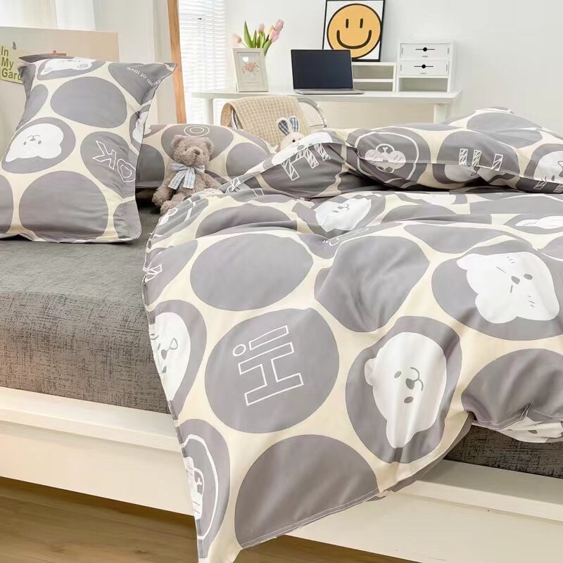 SÉT 4 MÓN CHĂN GA GỐI COTTON POLY ( 1 vỏ chăn , 2 vỏ gối 1 vỏ chăn )