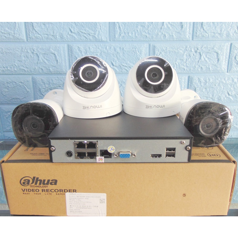 Trọn Bộ Camera Giám Sát Đầu ghi hình Dahua 4 Kênh IPC POE 2104 và 4 cam K3XA. K8XA - 2.0MP Full HD1080P chuẩn nén H265