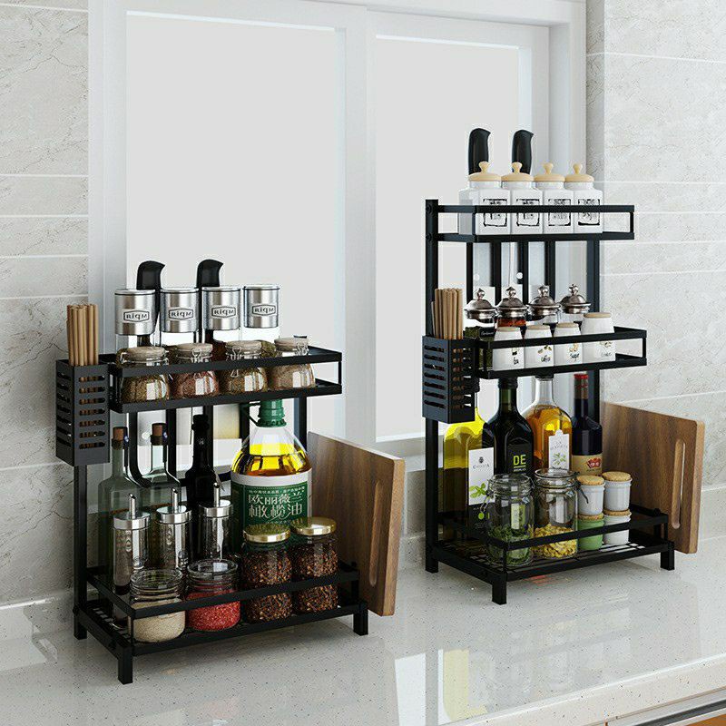 Kệ gia vị có giá để đồ nhà bếp 3 tầng đa năng chất liệu sơn tĩnh điện chống han gỉ VKIT KGV07