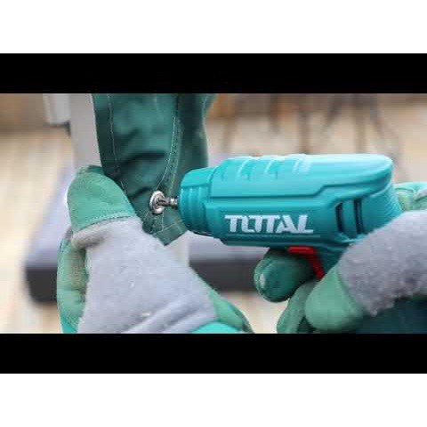 Máy bắn vít cầm tay TOTAL TSDLI0402 kèm 10 mũi vít 25mm, 1 mũi từ, 1 sạc, dụng cụ siết vít mini dùng pin Lithium 4V