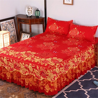 Khăn trải giường mặt chữ S màu đỏ Cadar Ropol Super King / Queen Size Drap giường Khăn trải giường
