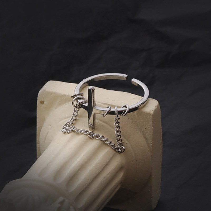 Nhẫn Kim Loại Mặt Hình Thánh Giá Phong Cách Hiphop