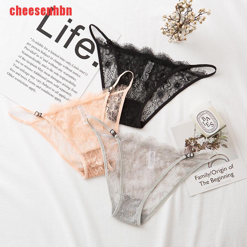 [cheesenhbn]Womens Sexy Temptation Thong Panties Lace Adjustable Size Briefs Lingerie Sheer