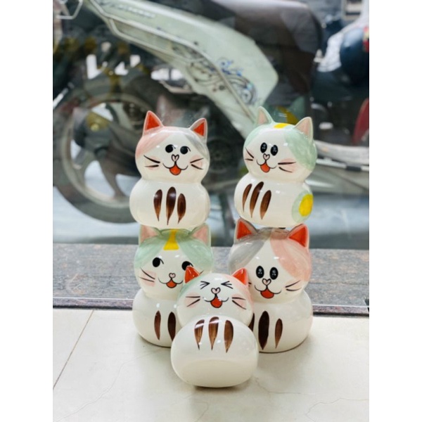 Heo đất Tiết kiệm sứ Bát Tràng cao cấp - Hình Mèo NEKO siêu ngộ nghĩnh đáng yêu