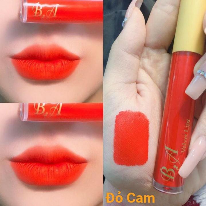 [Đỏ Cam] Son Kem Lì Nắp Vàng Cao Cấp B.A Màu Đỏ Cam | BigBuy360 - bigbuy360.vn