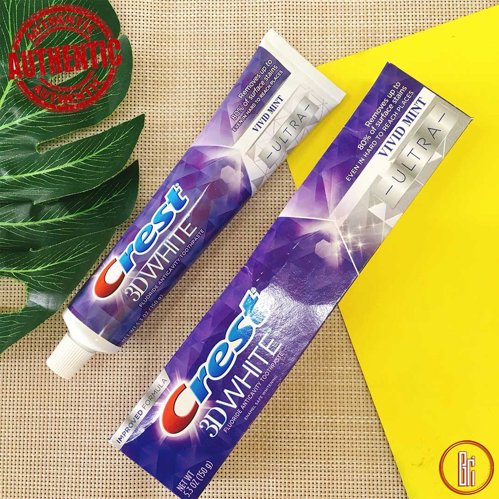 Kem đánh răng Crest 3D White Advanced Whitening 147gr và Vivid Mint 150gr Mỹ - Trắng răng / Chống ê buốt, sạch mảng bám