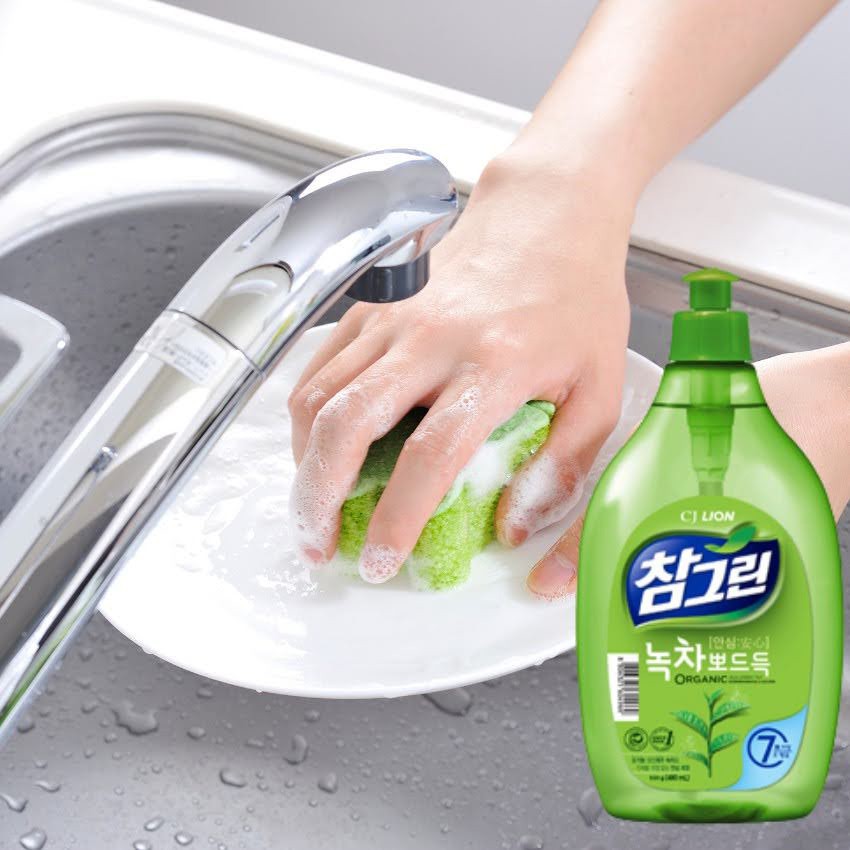 [CHÍNH HÃNG] Nước Rửa Chén Bát Chiết Xuất Trà Xanh Hàn Quốc 2021 GOM CI4, Tẩy Sạch Vết Dầu Mỡ Chỉ Sau 7Giây chai500g