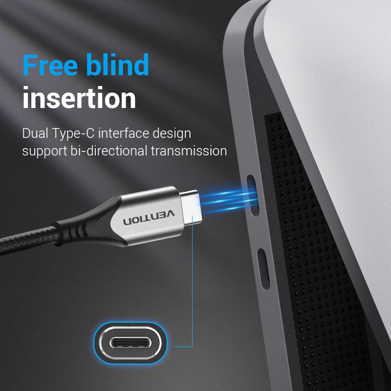 Cáp USB Type c 3.1 to USB Type c dài 50mcm Vention hỗ trợ 4k@60Hz