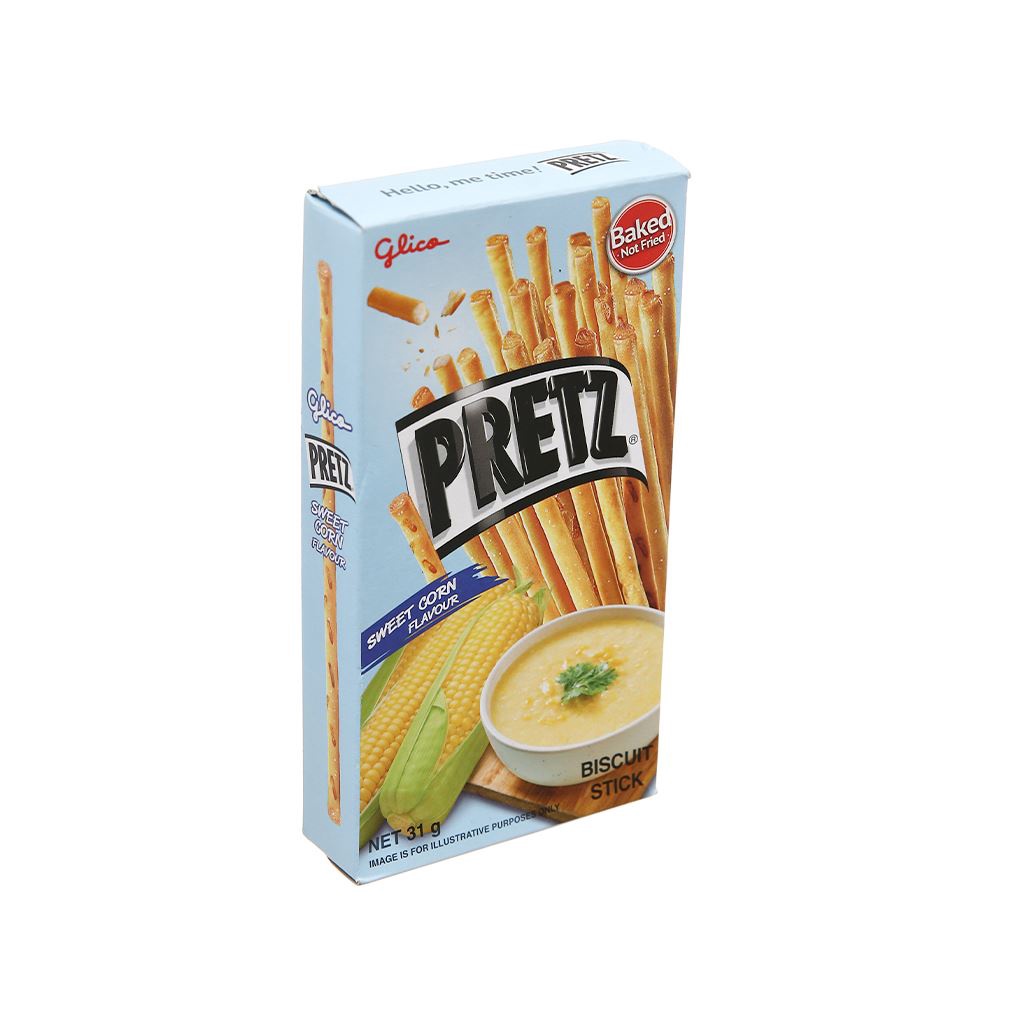 Bánh que nướng giòn GLICO Pretz 31g đủ 4 vị bestseller (truyền thống, bắp ngọt, gà BBQ, Pizza)