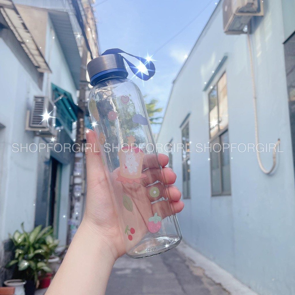 Bình thủy tinh kèm dây dung tích 500ml-shop8868