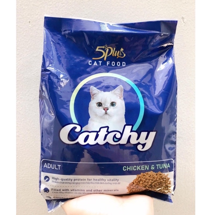 Hạt khô Catchy 5Plus gói 400g cho mèo trưởng thành vị gà, cá ngừ, 100% dinh dưỡng cân bằng và hoàn chỉnh