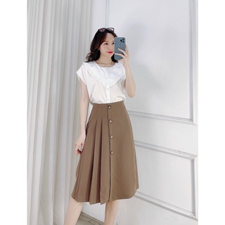Chân Váy Xếp Ly Dáng Dài Cạp cao