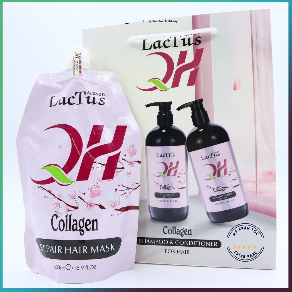 Kem ủ tóc collagen Lactus season dầu hấp tóc phục hồi hư tổn QH lactusseason 500ml