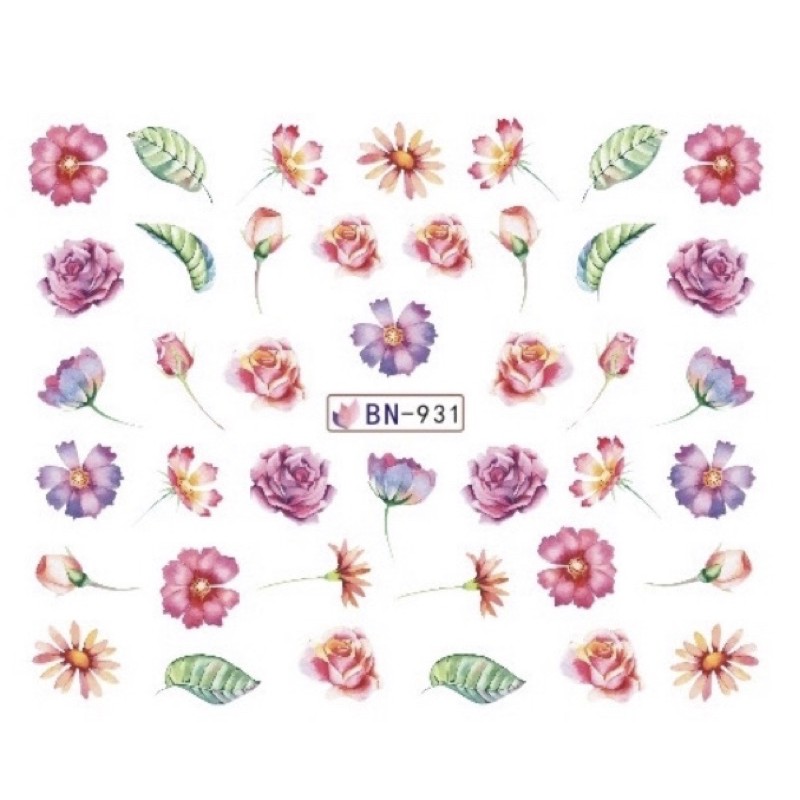 Sticker nước hoạ tiết bông hoa,hình dán móng tay nước hoạ tiết bông hoa trang trí móng tay nail