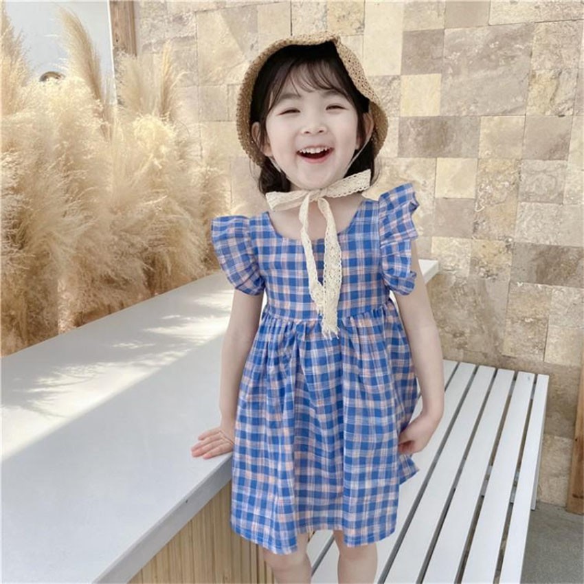 Váy Kẻ Caro, Đầm Bé Gái Dáng Xòe Cho Bé Đi Chơi, Đi Biển Cute SIXTEEN.