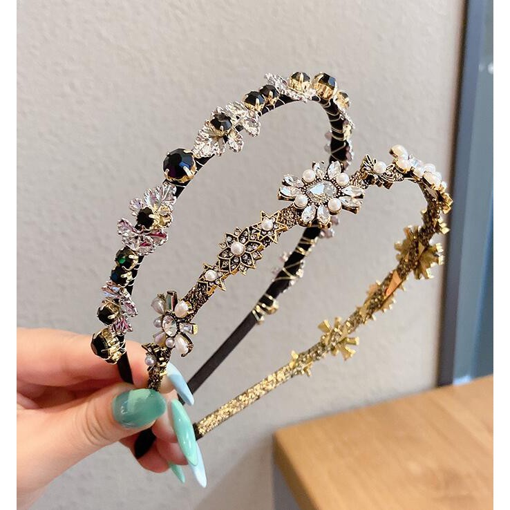 Băng đô phối kim cương nhân tạo phong cách thu đông thời trang Hàn Quốc cho nữ