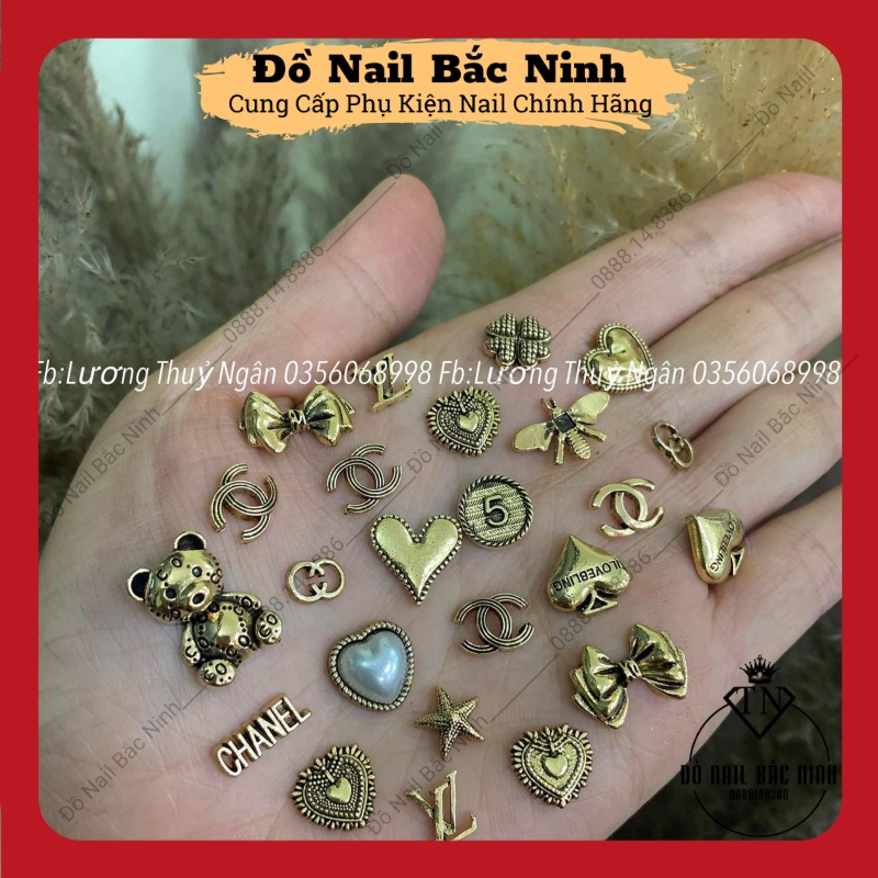 Charm Hoạt Hình Kim Loại Gắn Móng Nail Hình Gấu , Trái Tim , Ngôi Sao Siêu Xinh