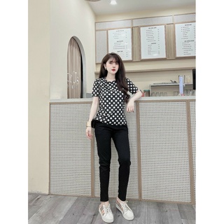 Đồ bộ thun cotton thể thao chấm bi