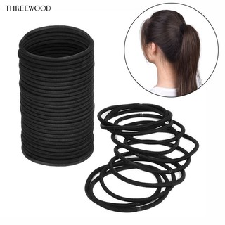 Set 100 dây thun cột tóc màu đen đơn giản xinh xắn cho nữ