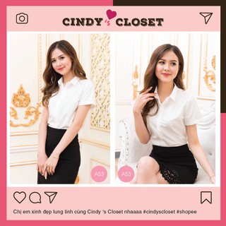 Áo sơ mi nữ trắng tay ngắn công sở chất liệu cotton lụa không nhăn