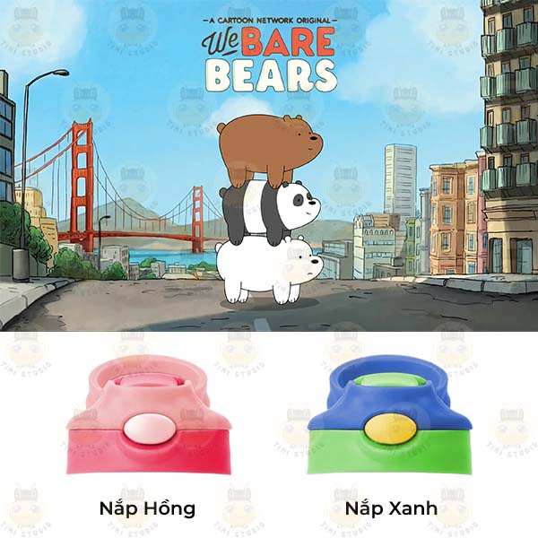 Bình Uống Nước Giữ Nhiệt Cho Bé Có Ống Hút Hình We Bare Bears - Tỉ Mỉ Studio - Mã 0707KT01