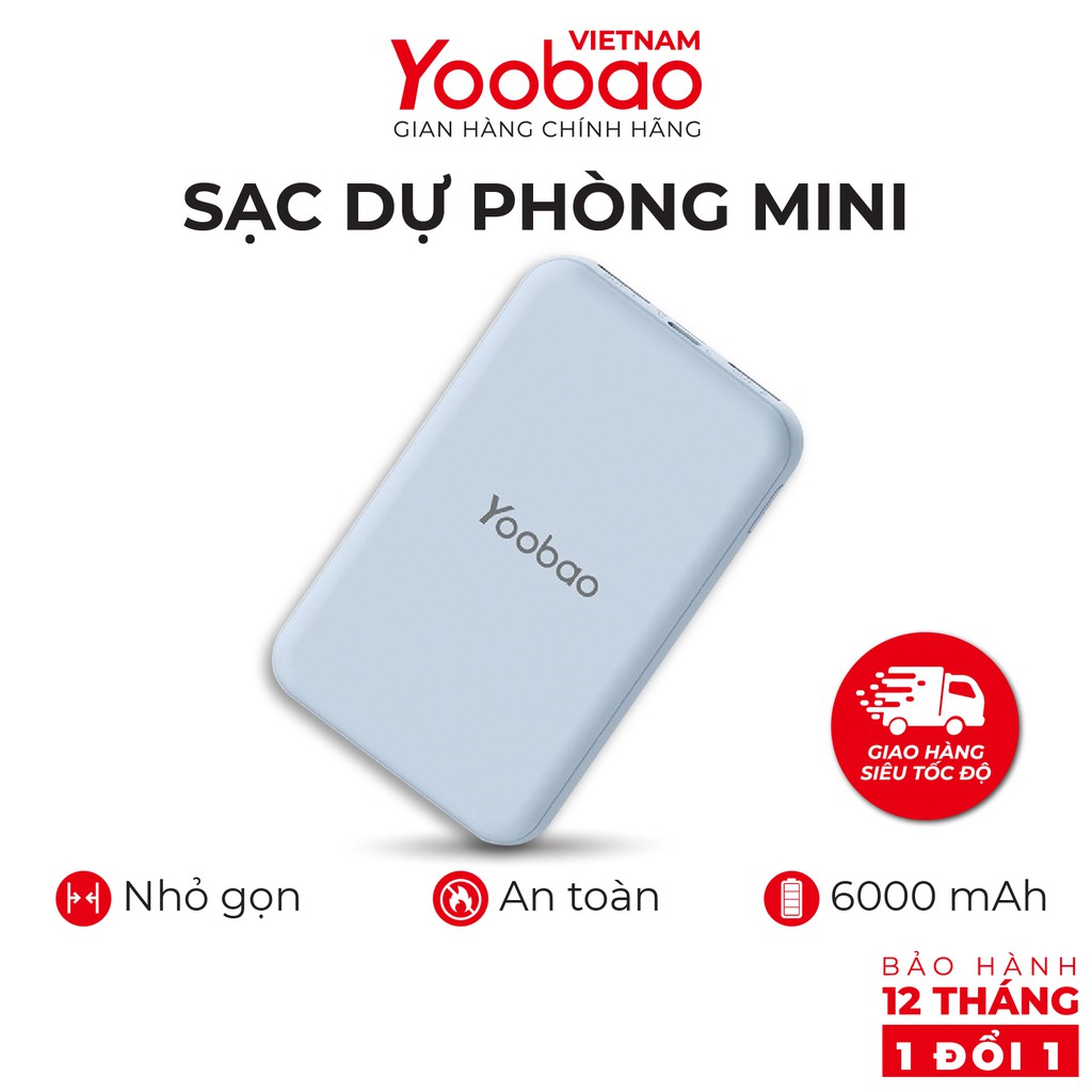 Sạc dự phòng mini 6000mAh Yoobao P6W - Hàng chính hãng - Bảo hành 12 tháng 1 đổi 1