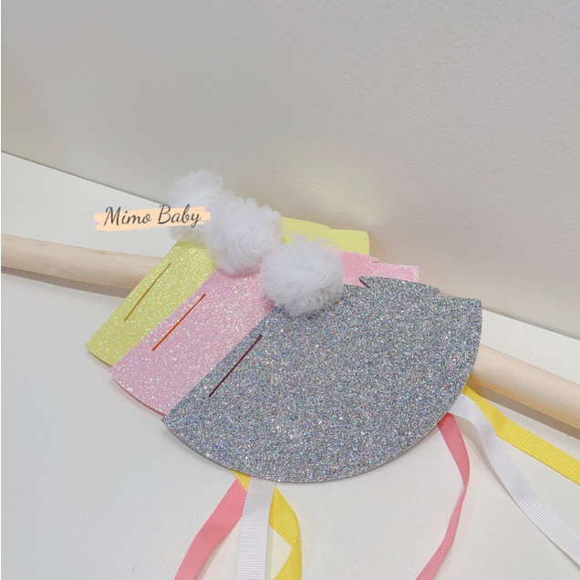 Băng đô mũ chóp đính bông lấp lánh, nón trang trí sinh nhật cho bé BD62 Mimo Baby