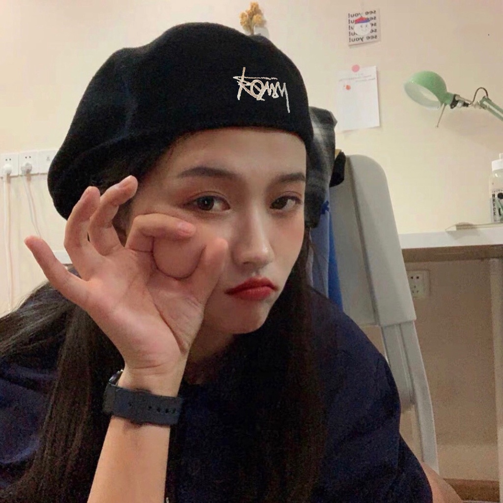 Nón Beret Phong Cách Stussy - Mũ Beret Thêu Chữ Grafity