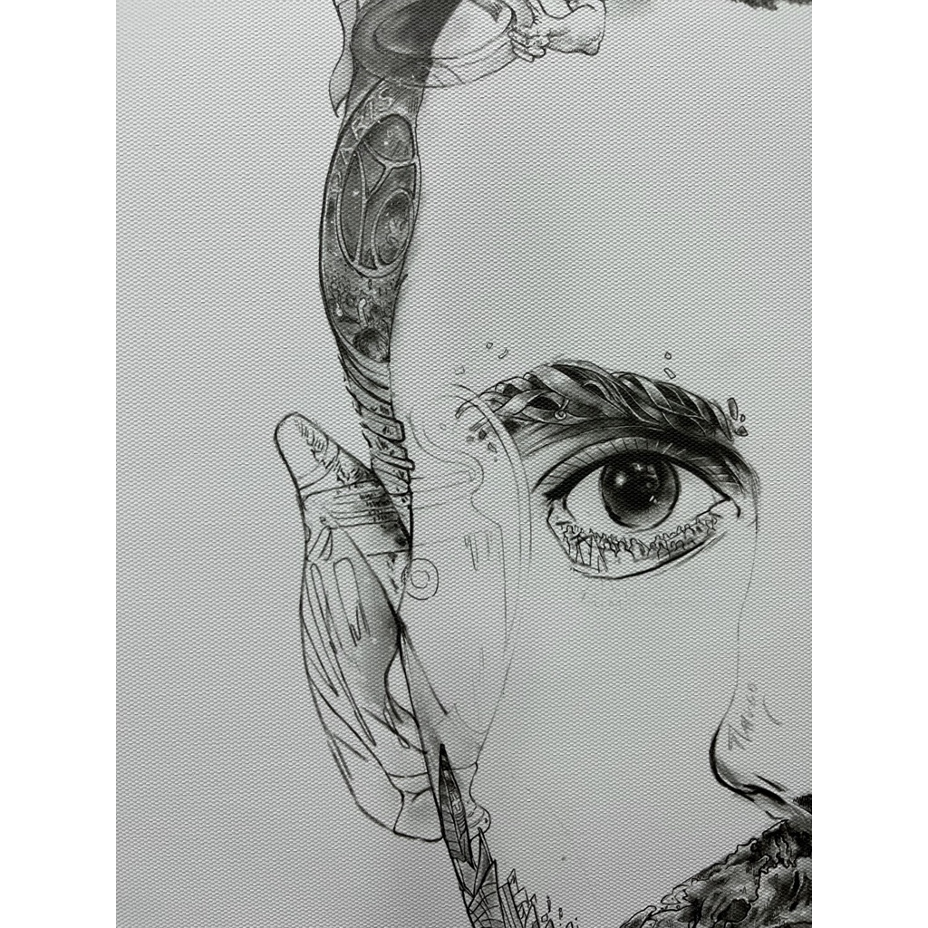 Tranh Canvas Lionel Messi bản trắng đen - Cầu thủ bóng đá - Tranh bóng đá - Tranh treo tường