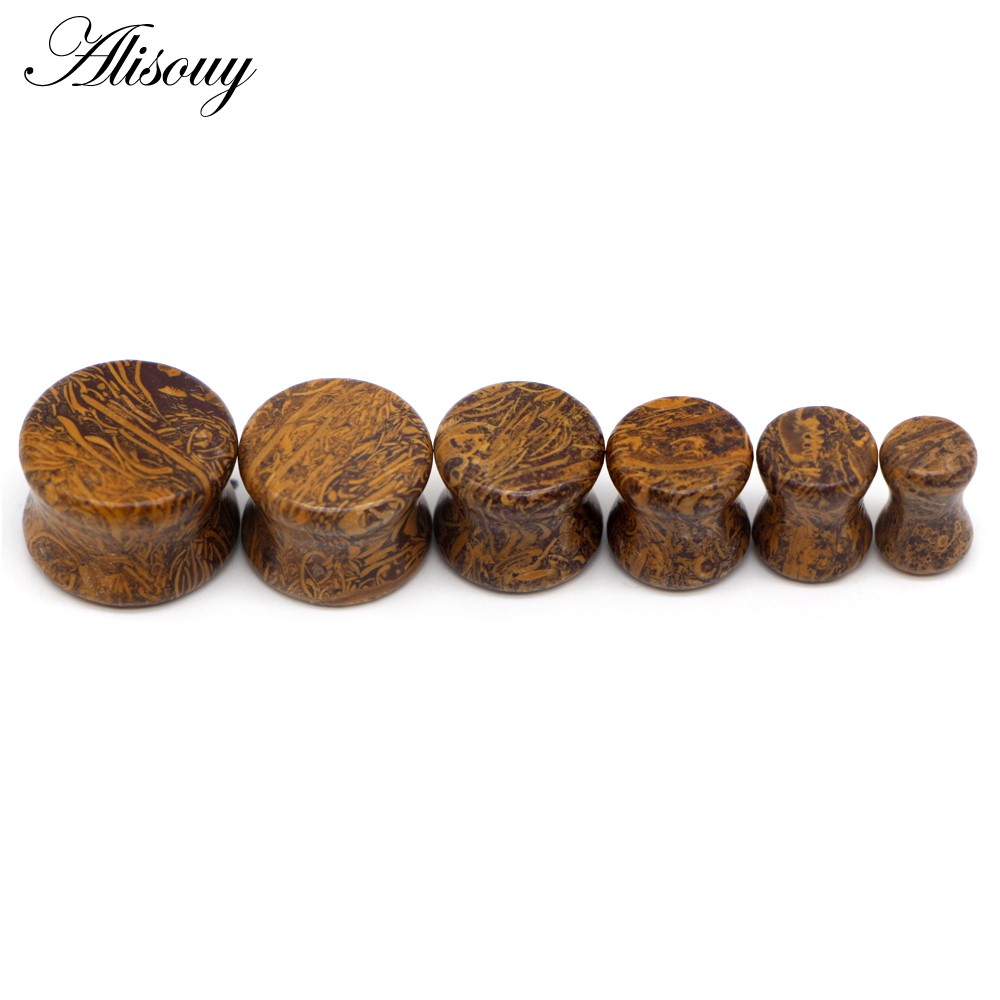 Alisouy Set 2 Khuyên Nong Tai Bằng Đá Tự Nhiên 6mm - 16mm Cá Tính